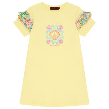 Girls Yellow Shell Logo Dress