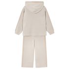 Girls Beige Knitted Hooded Tracksuit, 2, hi-res