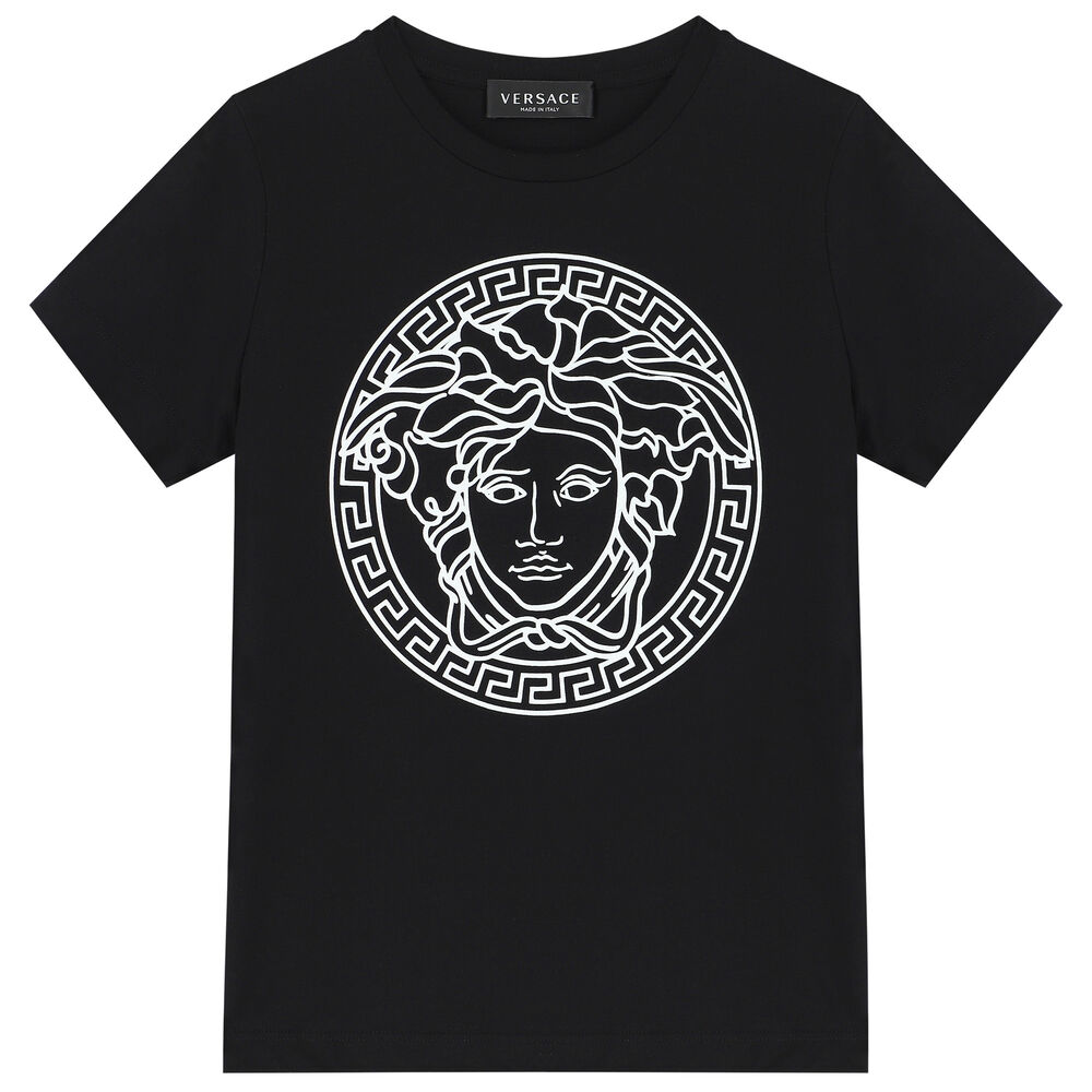 Persona Eller enten nødsituation Versace Black Logo Medusa T-Shirt | Junior Couture USA