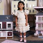 Girls Beige Lace Sequin Tiered Olivia Skirt, 1, hi-res