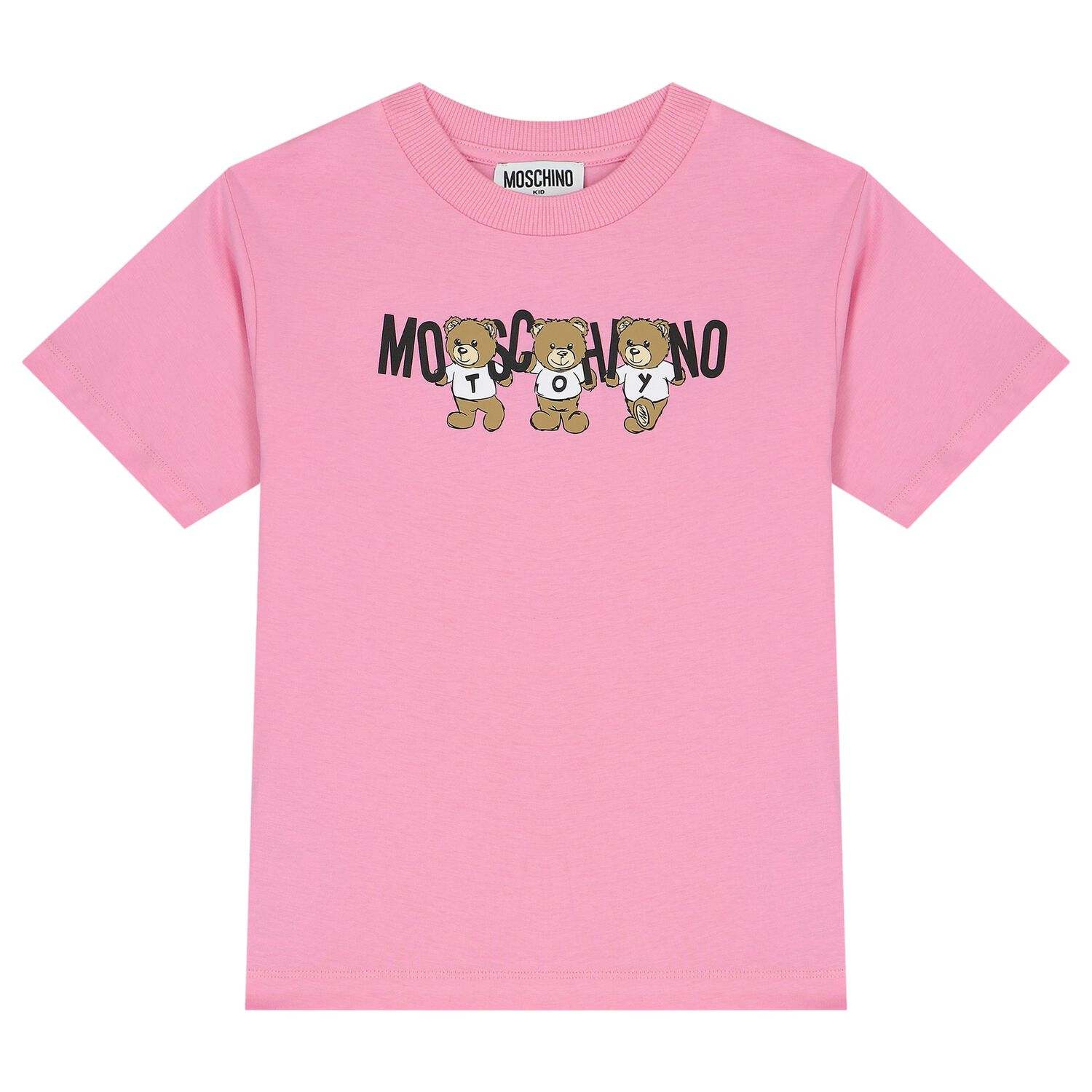Girls Pink Teddy Bear Logo T-Shirt, 2, hi-res image number null
