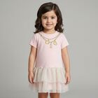 Younger Girls Pink Necklace Logo Dress, 2, hi-res