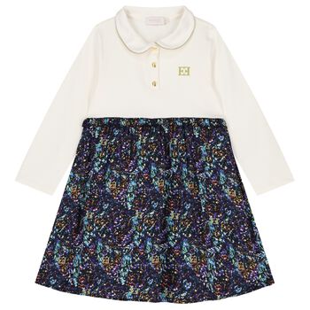 Girls Ivory Logo Dress