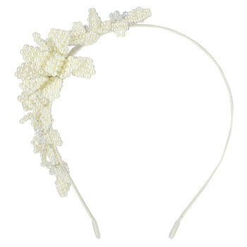 Girls Ivory Embellished Beaded Hairband