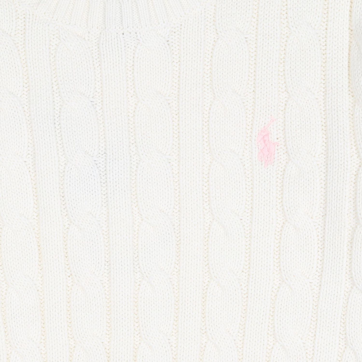 Girls Ivory Logo Cable Knit Jumper, 1, hi-res