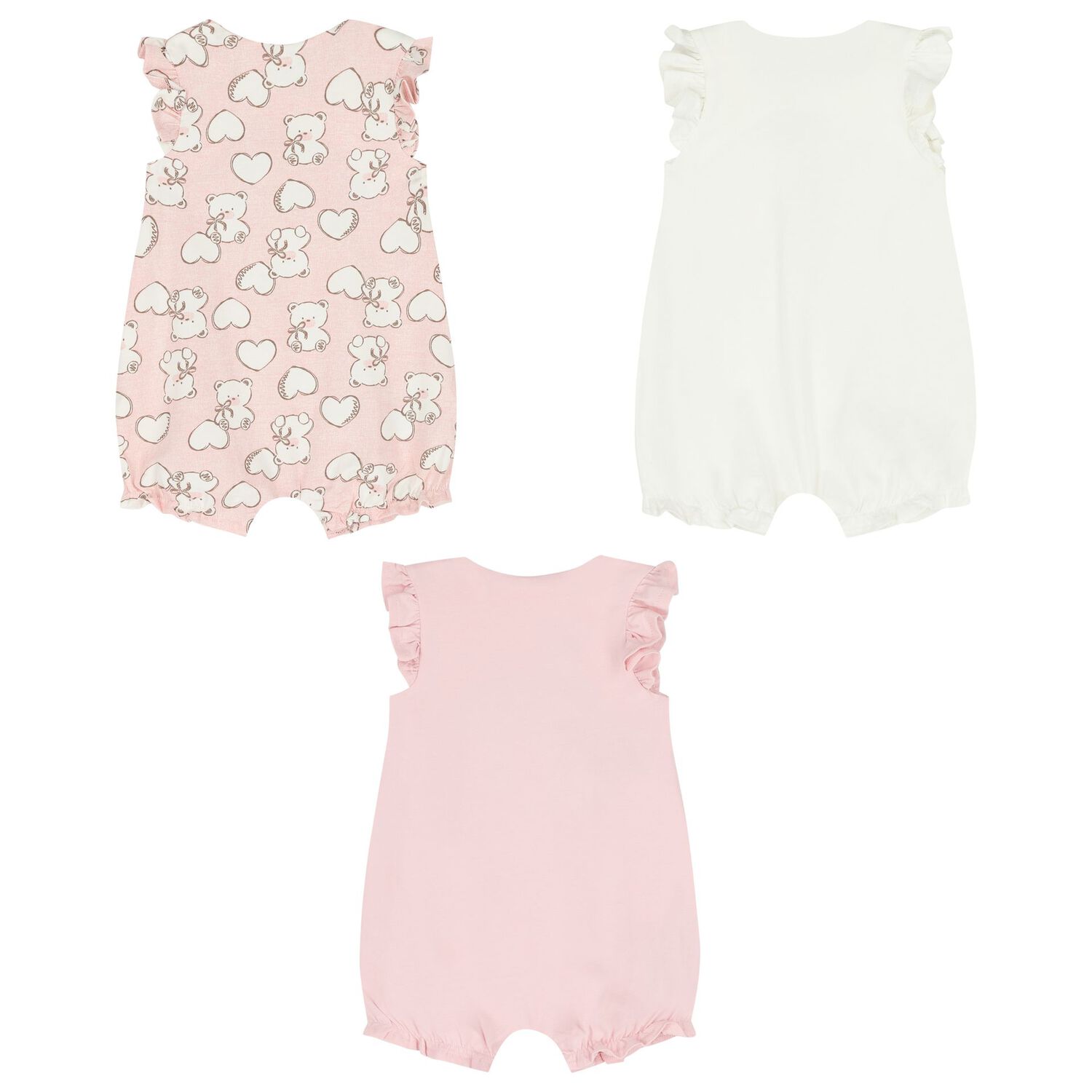 Baby Girls Pink & White Rompers ( 3-Pack ) , 1, hi-res