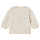 Baby Boys Beige Teddy Bear Knitted Jumper, 3, hi-res