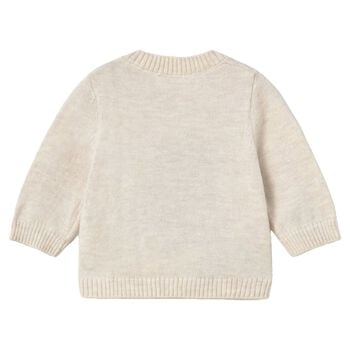 Baby Boys Beige Teddy Bear Knitted Jumper