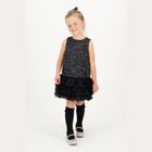Girls Black Embellished Sequins Tulle Dress, 1, hi-res
