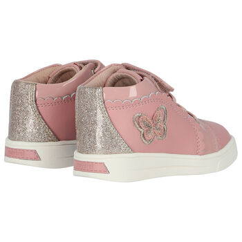 Younger Girls Pink Butterfly Trainers