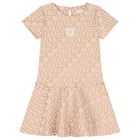 Girls Pink & Gold Logo Dress, 3, hi-res
