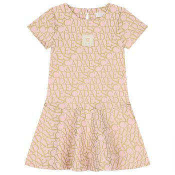 Girls Pink & Gold Logo Dress