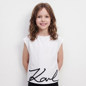 Girls Mini Me White Logo T-Shirt