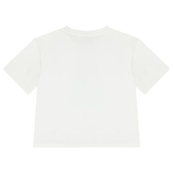 تي شيرت بنات بالشعار باللون الأبيض