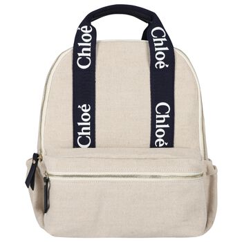 Girls Beige Logo Backpack