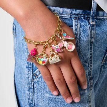 Girls Gold & Purple Butterfly Charm