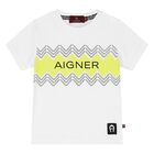 Younger Boys White & Yellow Logo T-Shirt, 1, hi-res