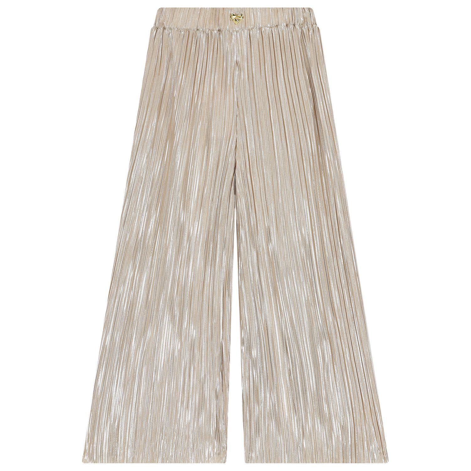 Girls Gold Metallic Pleated Trousers, 1, hi-res