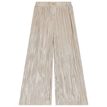 Girls Gold Metallic Pleated Trousers