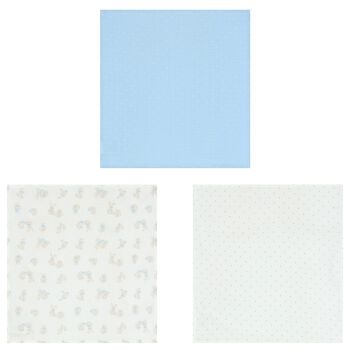 Baby Boys White, Ivory & Blue Muslin Swaddles (3-Pack)