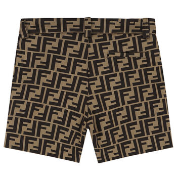 Boys Beige FF Logo Shorts