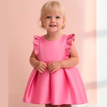 Younger Girls Pink Satin Dress