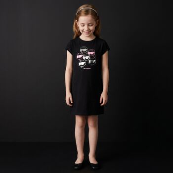 Girls Black Choupette & Karl T-Shirt Dress