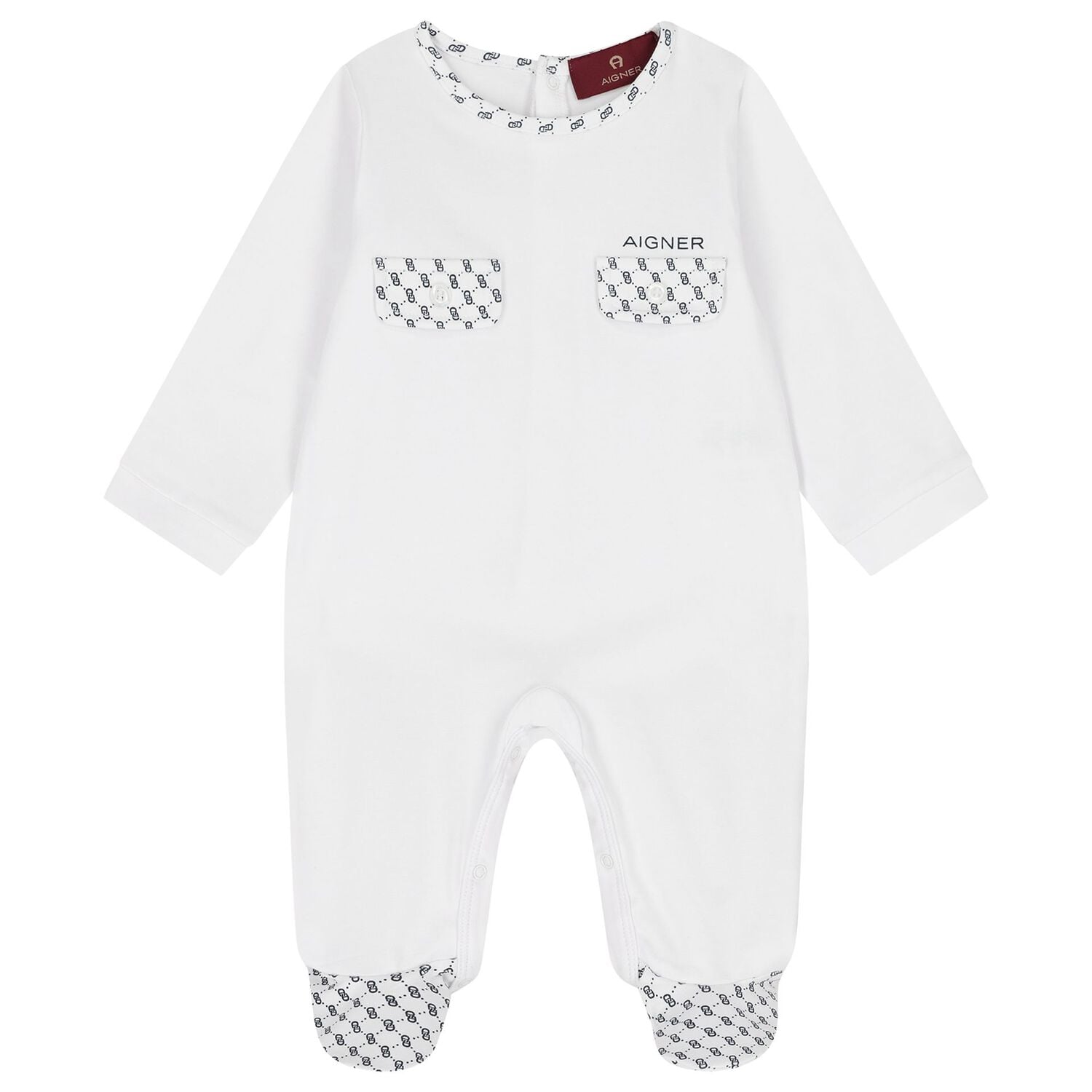 Baby Boys White & Navy Blue Logo Babygrow Gift Set, 1, hi-res