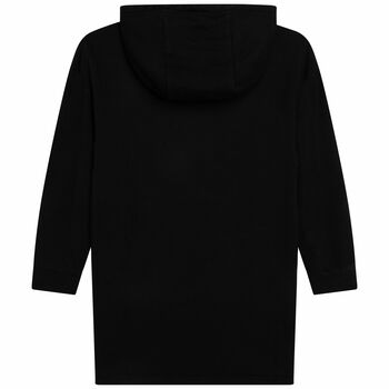 Girls Black Logo Hooded Dress