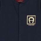 Baby Boys Navy Blue & Gold Logo Babygrow, 2, hi-res