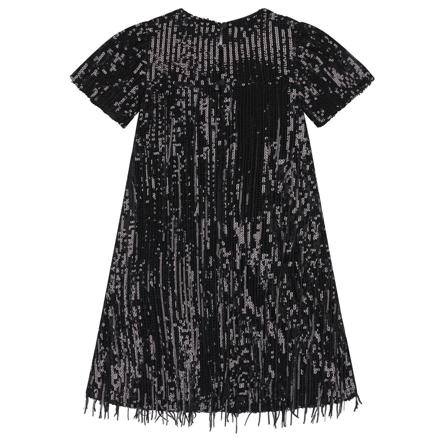 Girls Black Sequin Dress, 1, hi-res