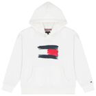 Boys White Logo Hooded Top, 2, hi-res