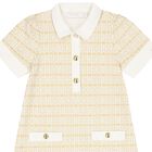 Girls Ivory & Gold Logo Polo Dress, 1, hi-res