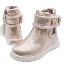 Girls Gold Faux Fur Boots , 1, hi-res