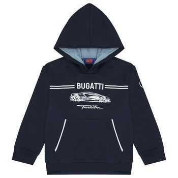 Boys Navy Blue Logo Hooded Top