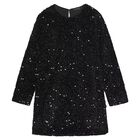 Girls Black Embellished Sequin Dress, 2, hi-res