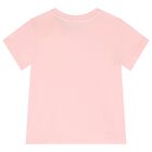 Girls Pink Jacquard Heart Bow T-Shirt, 3, hi-res