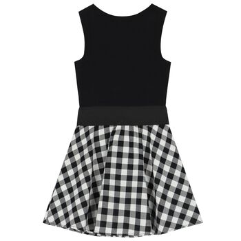 Girls Black & White Logo Dress