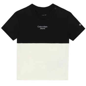 Baby Boys Black & Ivory Logo T-Shirt