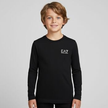 Boys Black Logo Long Sleeve Top