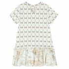 Girls White Logo Dress, 1, hi-res