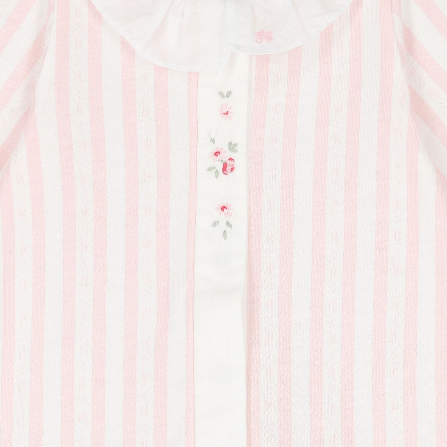Baby Girls White & Pink Striped Babygrow, 1, hi-res