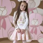 Girls White & Pink Pleated Dress, 1, hi-res