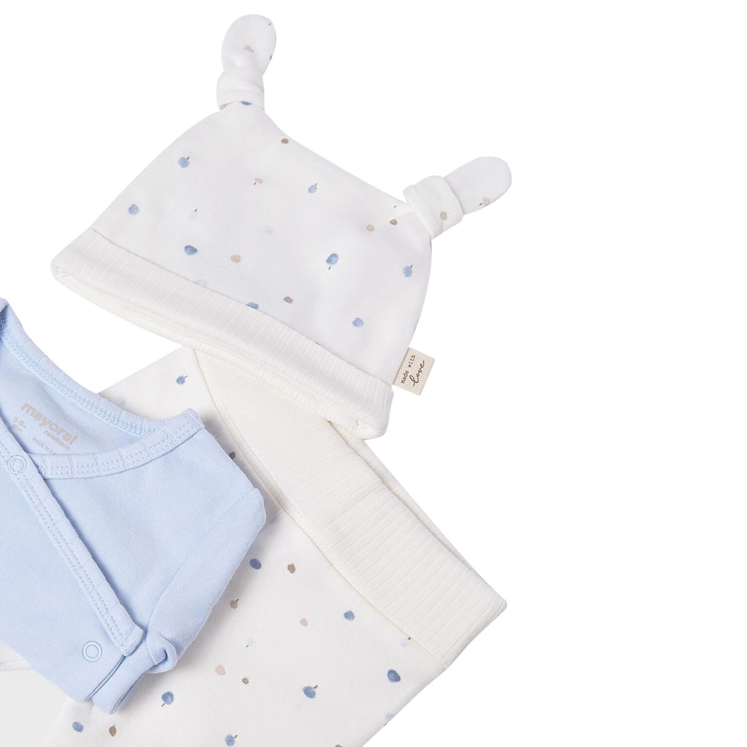 Baby Boys Ivory & Blue 2 Piece Babygrow Set, 3, hi-res