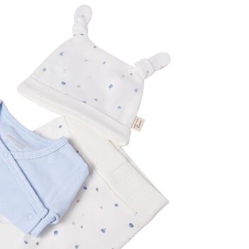Baby Boys Ivory & Blue 2 Piece Babygrow Set