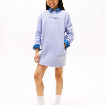 Girls Blue Floral Logo Sweatshirt Dress