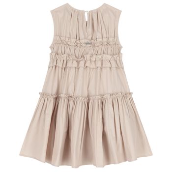 Girls Gold Poplin Ruffle Dress