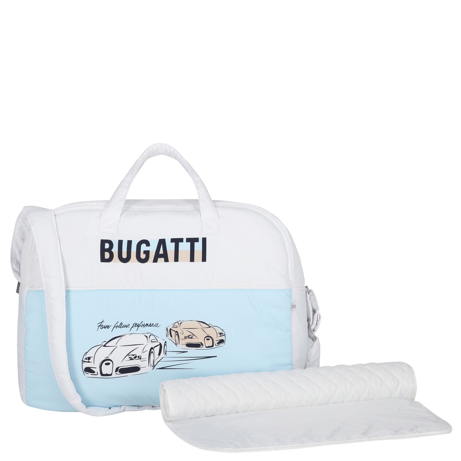 Baby Boys White & Blue Logo Changing Bag, 1, hi-res
