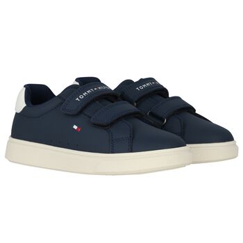 Boys Navy Blue & White Logo Trainers 