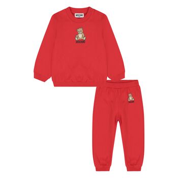 Younger Red Teddy Bear Logo Tracksuit